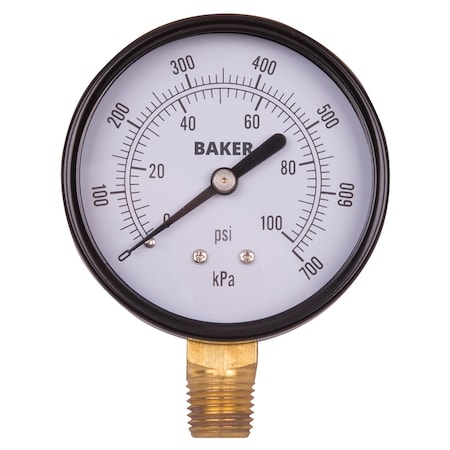 Baker Instruments LVBNA-100P Pressure Gauge, 0-100 PSI LVBNA-100P